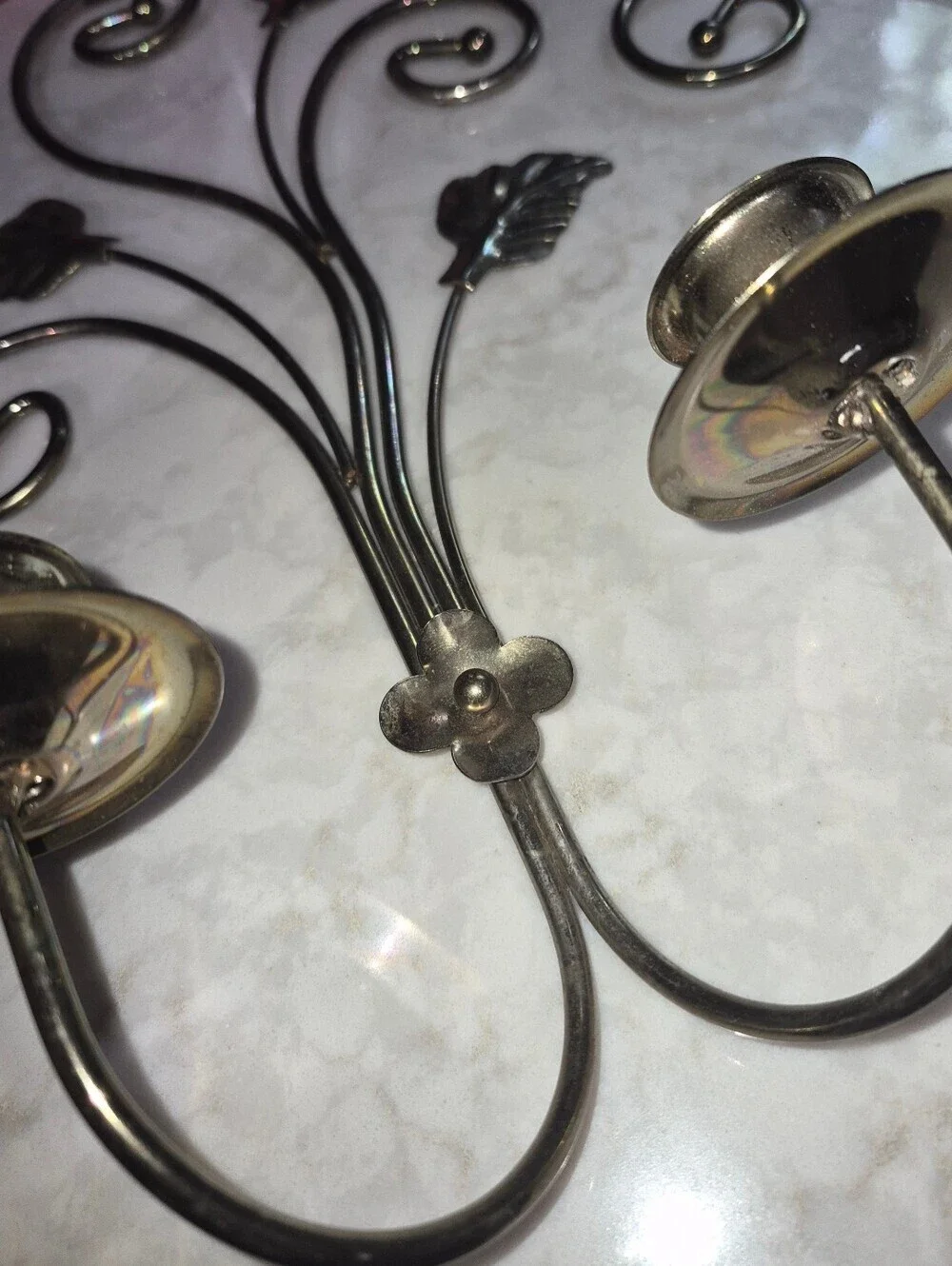 2 Homco Home Interiors Vintage  Wall Sconce Candleholders, Brass Plated